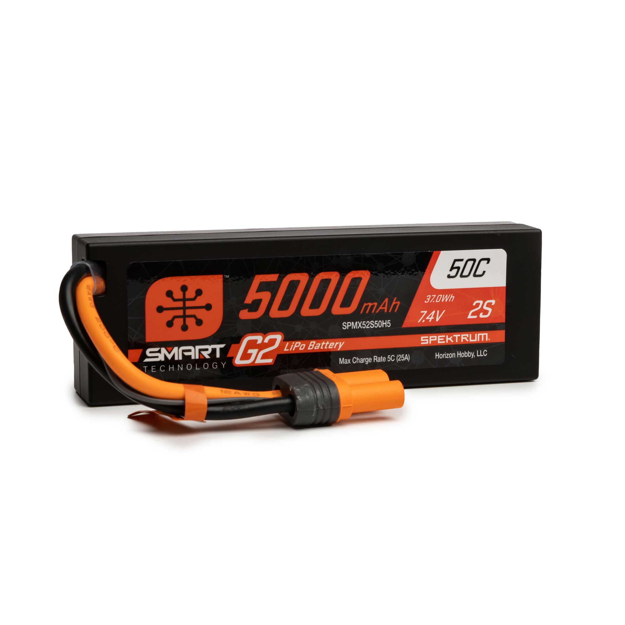 7.4V 5000mAh 2S 50C Smart G2 Hardcase LiPo Battery: IC5 | Spektrum